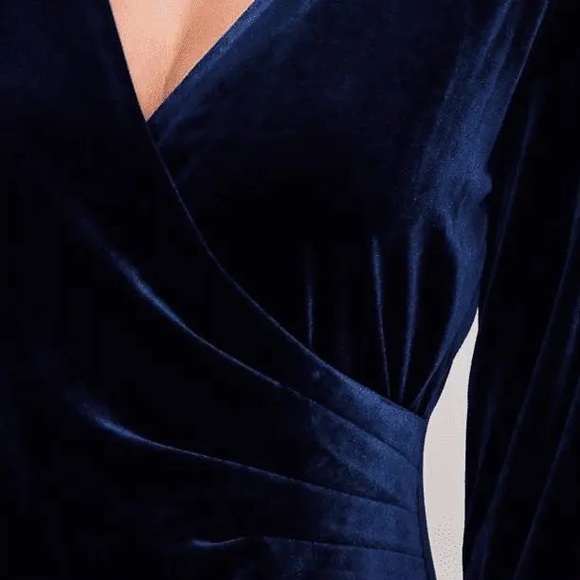 DKNY Long Sleeve Velvet Dress, Navy Blue - Picture 6 of 6